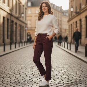 St. John Burgundy Ankle Pants